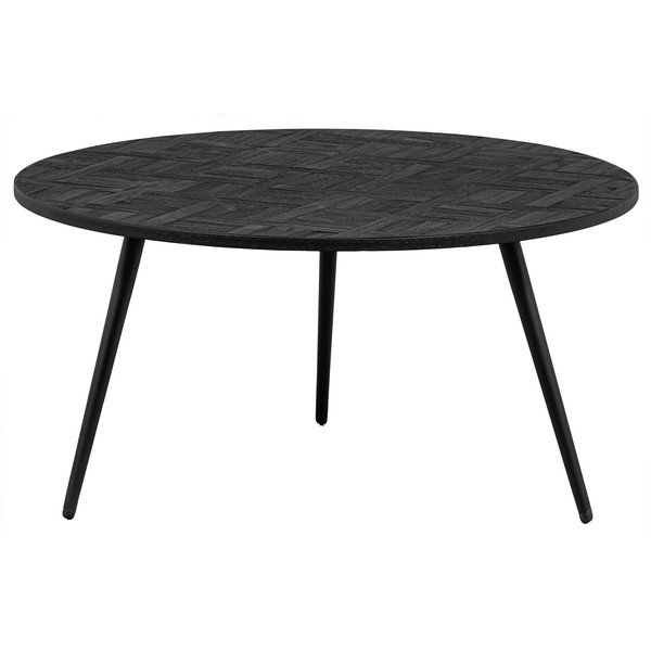 Iš tikmedžio masyvo apvalios formos kavos staliukas juodos spalvos ø 74 cm Leo – WOOOD-image-2