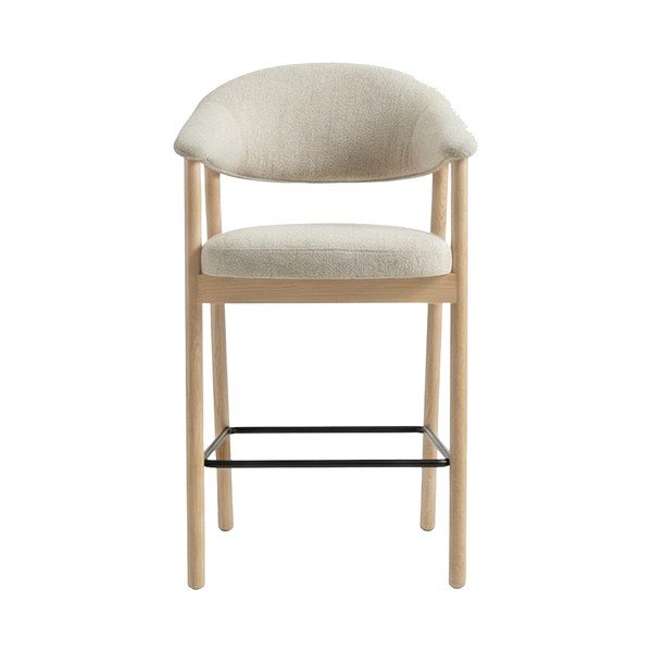 Kreminės spalvos/natūralios spalvos iš audinio baro taburetė su porankiais (sėdynės aukštis 67 cm) Elk – Unique Furniture-image-1