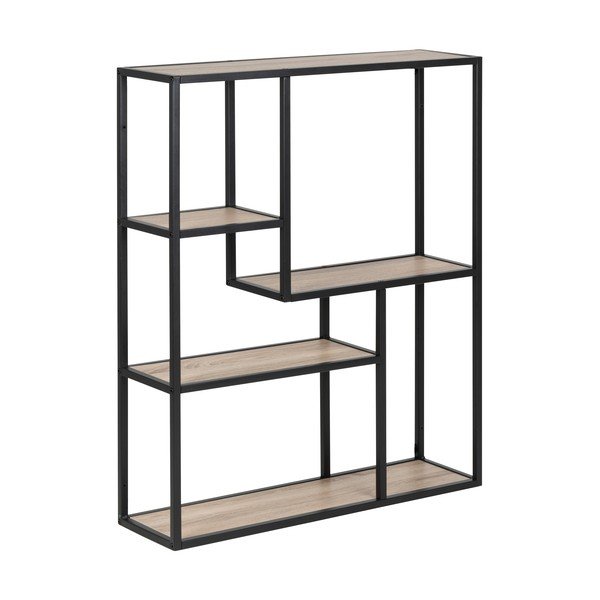 Knygų lentyna juodos spalvos/natūralios spalvos iš ąžuolo 75x91 cm Seaford – Actona-image-2