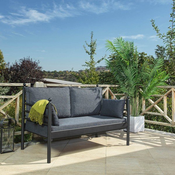 Iš metalo sodo sofa pilkos spalvos Manyas – Floriane Garden-image-1