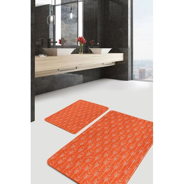 Terakotos spalvos iš velveto vonios kilimėliai 2 vnt. 60x100 cm – Mila Home-image-2