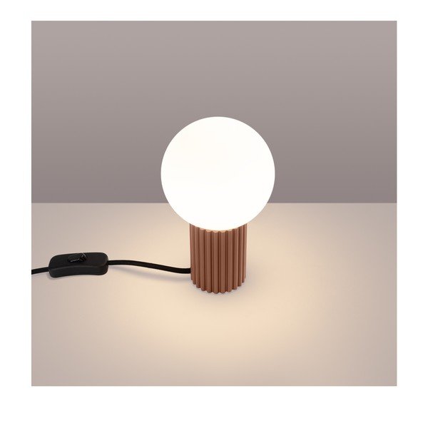 Šviesiai rudos spalvos stalinis šviestuvas (aukštis 19 cm) su stiklo gaubtu Orbital – Sollux-image-1