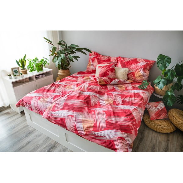 Raudona medvilninė patalynė viengulė lovai 140x200 cm LP Dita Red - Cotton House