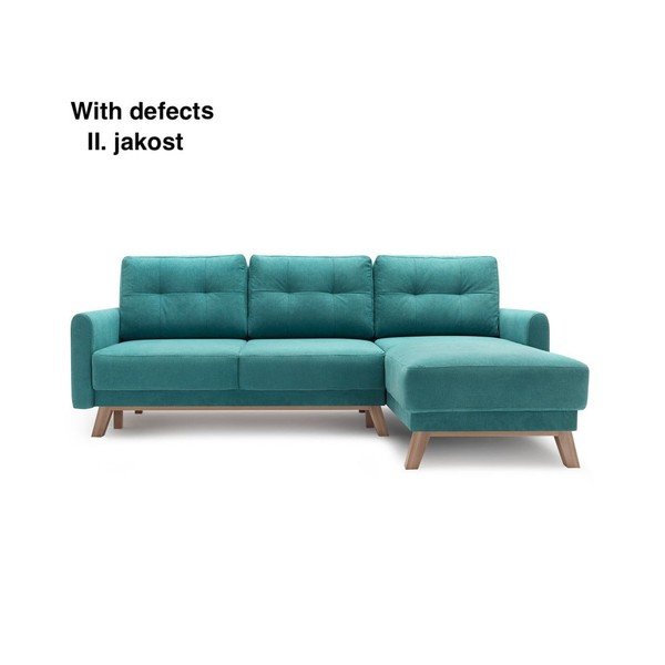 Turkio spalvos kampinė sofa-lova Bobochic Paris Balio, kampas dešinėje (II kokybė)