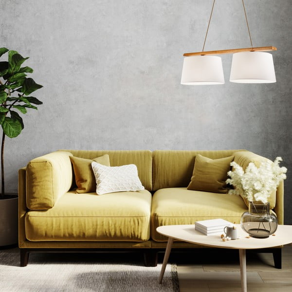 Kabantis šviestuvas rudos spalvos ø 35 cm su tekstiliniu gaubtu Aida – LAMKUR-image-2