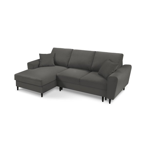 Tamsiai pilka kampinė sofa-lova Kooko Home Jazz, kairysis kampas-image-3