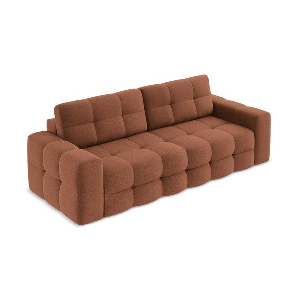 Terakotos spalvos iš boucle sulankstoma sofa 255 cm Milu – Makamii-image-2