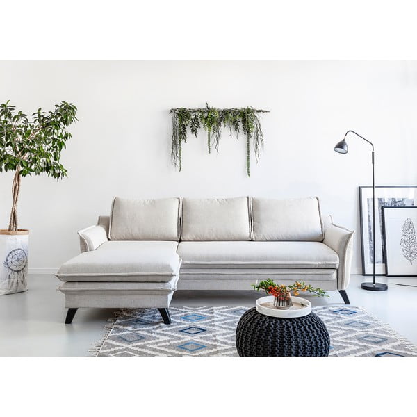 Šviesiai smėlio spalvos sofa-lova Miuform Charming Charlie, kairysis kampas-image-1