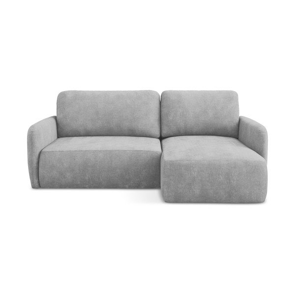 Šviesiai pilkos spalvos iš šenilinio audinio sulankstoma/su sandėliavimo vieta kampinė sofa (su dešiniuoju kampu/su gultu) Lilo – Makamii