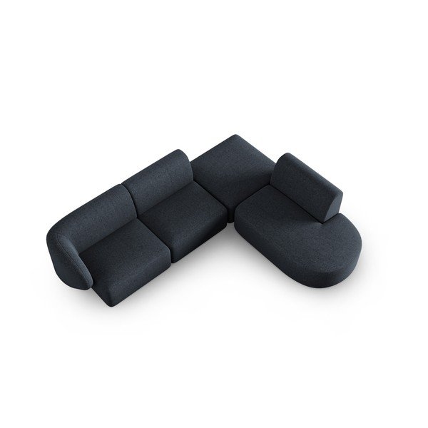 Mėlynos spalvos iš šenilinio audinio kampinė sofa (su dešiniuoju kampu/„L“ formos) Paolo – Milo Casa-image-1