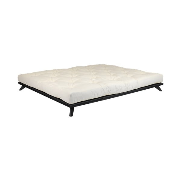 Pušies medienos dvigulė lova su čiužiniu Karup Design Senza Comfort Mat Black/Natural, 180 x 200 cm
