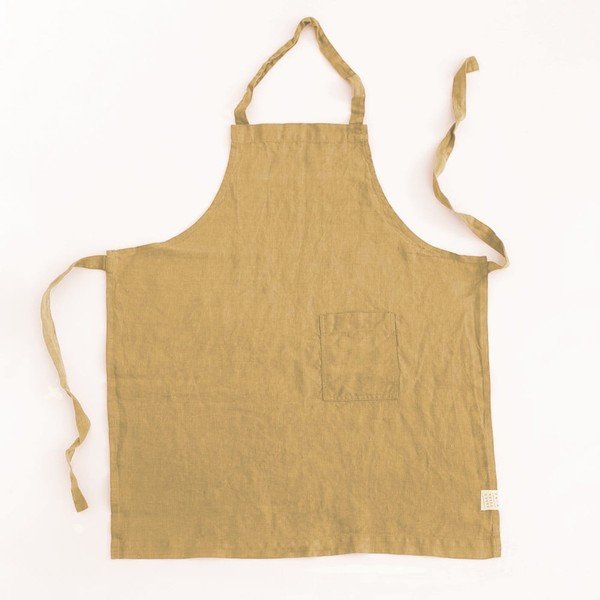 Vaikiška tamsiai geltona lininė prijuostė Linen Tales Regular, 57 x 47 cm