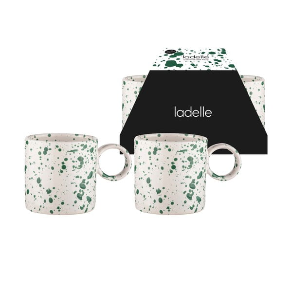 Puodeliai baltos spalvos/žalios spalvos iš akmens masės 2 vnt. 450 ml Carnival – Ladelle-image-1