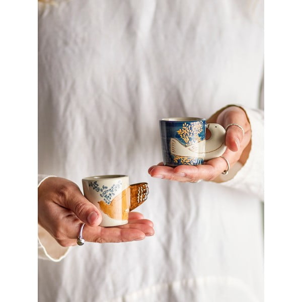 Mėlynos spalvos/kreminės spalvos iš akmens masės puodeliai 2 vnt. espreso 55 ml Hezha – Bloomingville-image-1