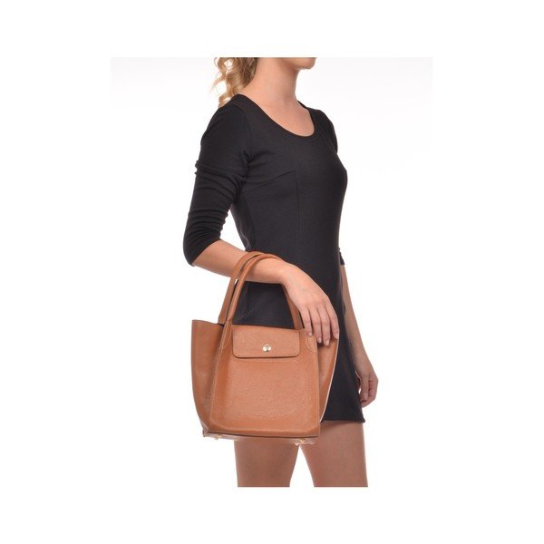 Konjako rudos spalvos odinė rankinė Roberta M Pola Cognac-image-3