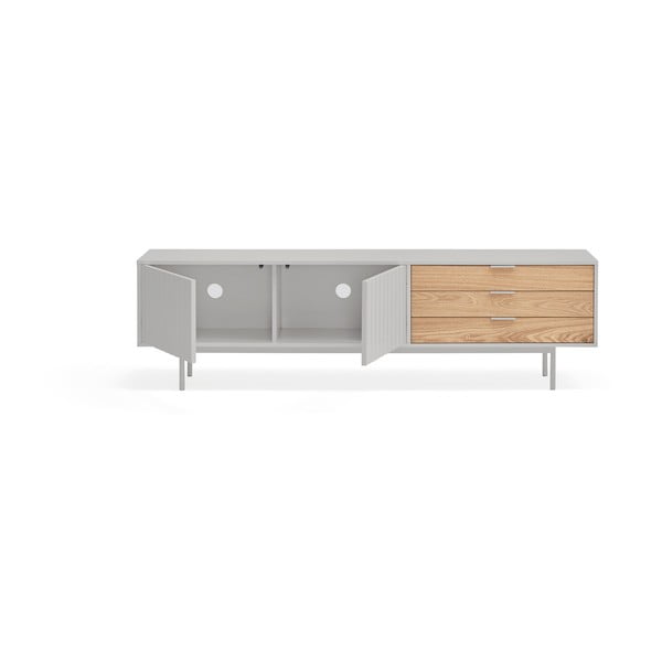 TV spintelė pilkos spalvos/natūralios spalvos iš ąžuolo 180x52 cm Sierra – Teulat-image-1