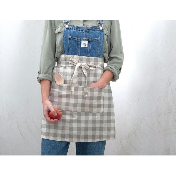 Lininė prijuostė Really Nice Things Delantal de Lino Grey Vichy-image-1
