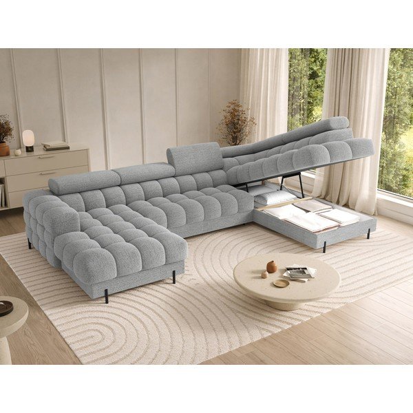 Pilkos spalvos iš boucle sulankstoma kampinė sofa (su dešiniuoju kampu/„U“ formos) Feraria – ELTAP-image-4