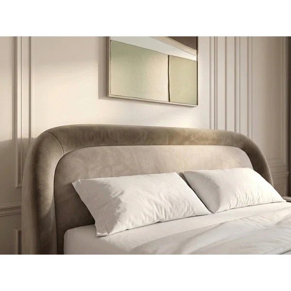 Taupe spalvos dvigulė lova audiniu dengta su sandėliavimo vieta su lovos grotelėmis 160x200 cm Sam – Bobochic Paris-image-3