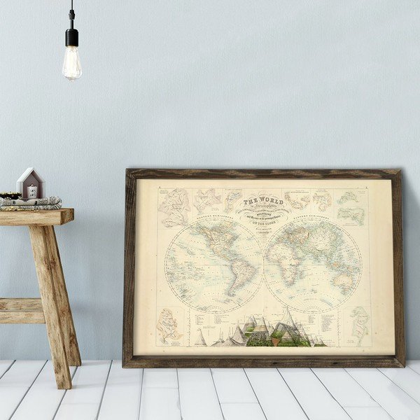 Paveikslas mediniame rėmelyje Globe, 70 x 50 cm-image-1