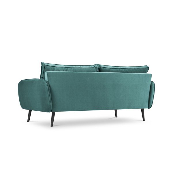 Smaragdo spalvos aksominė sofa su juodomis kojomis Kooko Home Lento, 198 cm-image-3