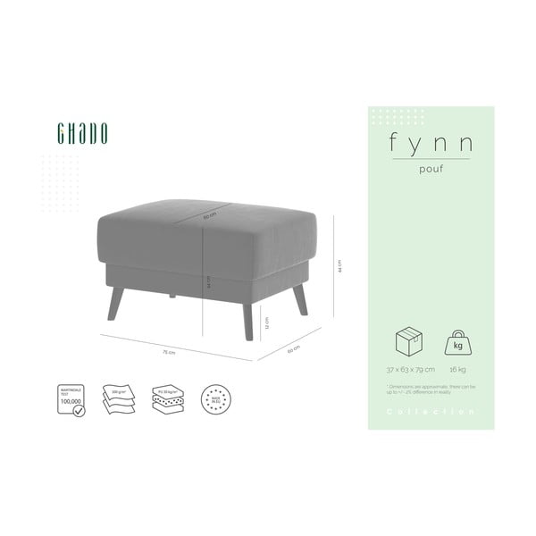 Tamsiai mėlynas aksominis pufas Ghado Fynn-image-3