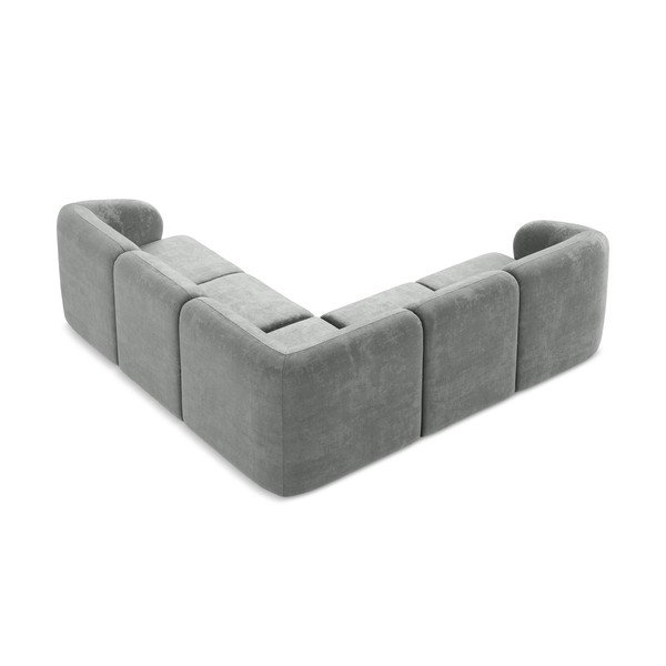 Pilkos spalvos kampinė sofa iš šenilinio audinio Lani – Makamii-image-3