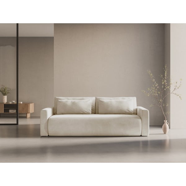 Smėlio spalvos iš velveto sulankstoma/su sandėliavimo vieta sofa 238 cm Belfast – Cosmopolitan Design-image-1