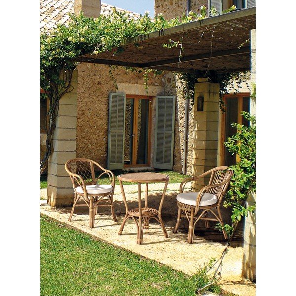 Natūralios spalvos medžio masyvo/rotangas sodo kėdė Athina – Bizzotto-image-1