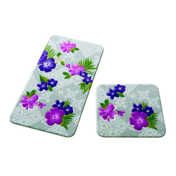 2 vonios kilimėlių rinkinys Vonios kilimėliai Confetti Vonios kilimėliai Tropical Purple