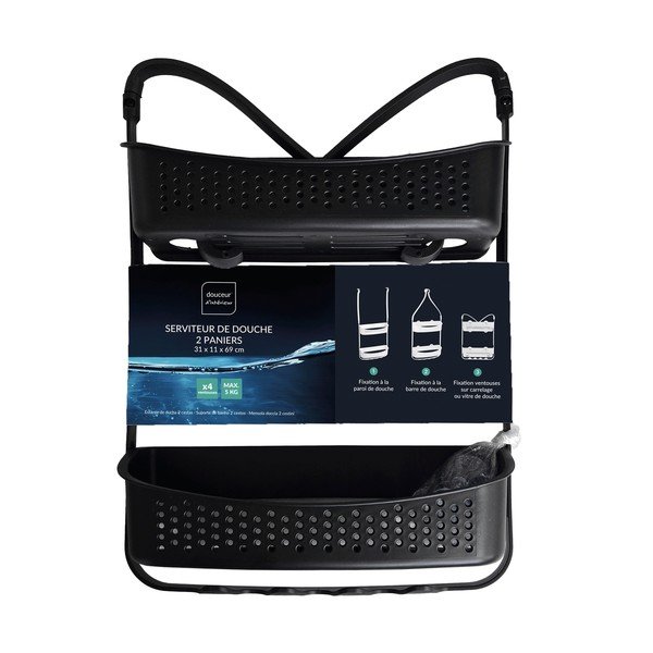 Pakabinama matinės juodos spalvos iš plastiko vonios lentyna Vesper – douceur d'intérieur-image-4