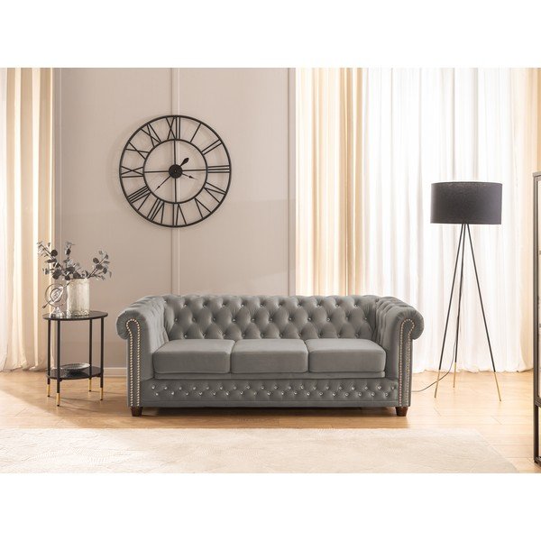 Pilkos spalvos sulankstoma sofa iš velveto 203 cm York Blik – Ropez-image-1