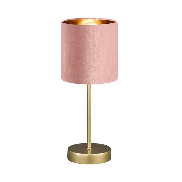 Iš metalo stalinis šviestuvas rožinės spalvos/auksinės spalvos (aukštis 34 cm) su tekstiliniu gaubtu Aura – Fischer & Honsel