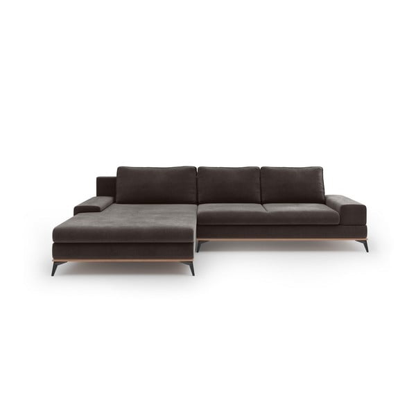 Tamsiai ruda sofa lova su aksominiais apmušalais Windsor & Co Sofas Astre, kairysis kampas