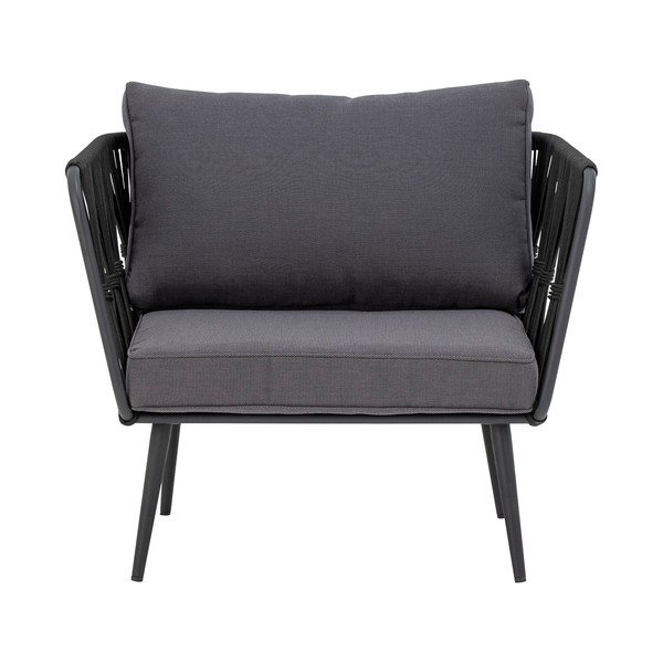 Juodos spalvos metalinis/paminkštinto audinio sodo krėslas Pavone – Bloomingville-image-4