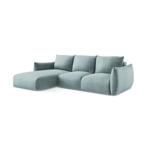 Mėlynos spalvos sulankstoma kampinė sofa (su kairiuoju kampu/su gultu) Leila – Makamii-image-3