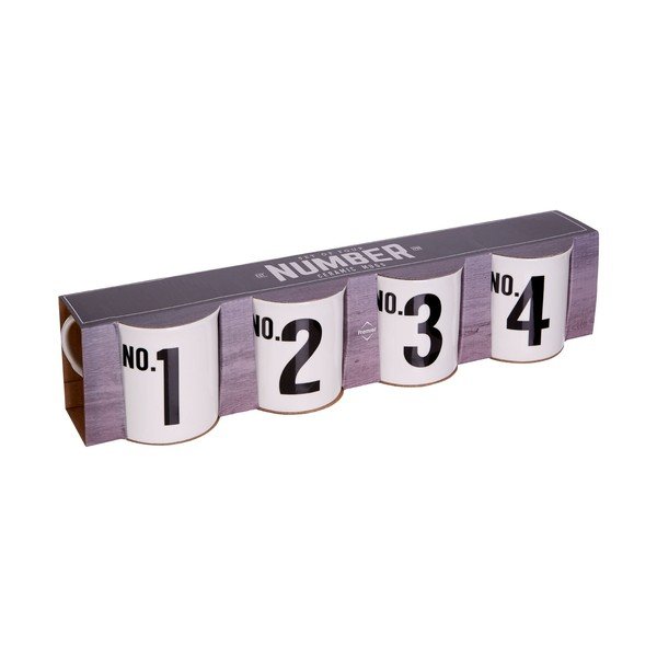 4 kaulinio porceliano puodelių rinkinys Premier Housewares Numbers, 342 ml-image-1