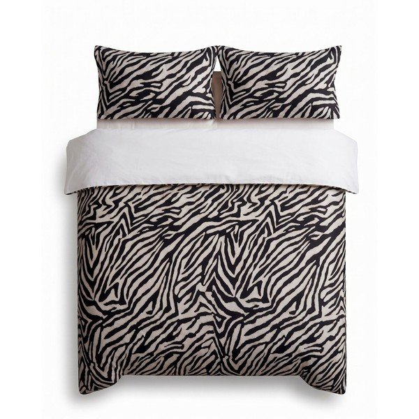 Juodos spalvos dvigulė patalynė 200x200 cm Zebra – Mijolnir