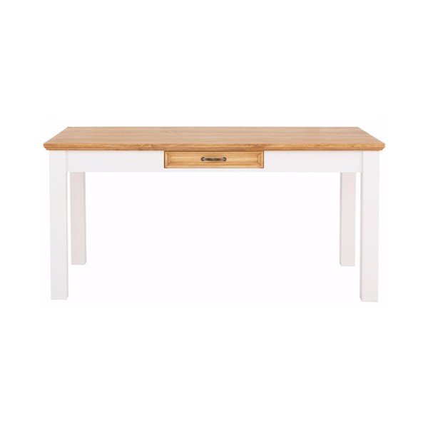 Baltas pušies masyvo valgomojo stalas su stalčiumi "Støraa Suzie-image-1