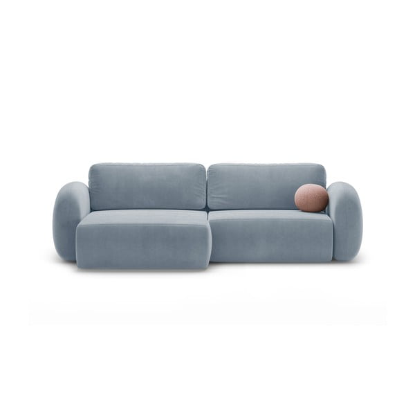 Pilkai mėlynos spalvos iš velveto sulankstoma/su sandėliavimo vieta kampinė sofa Tonale – Cosmopolitan Design