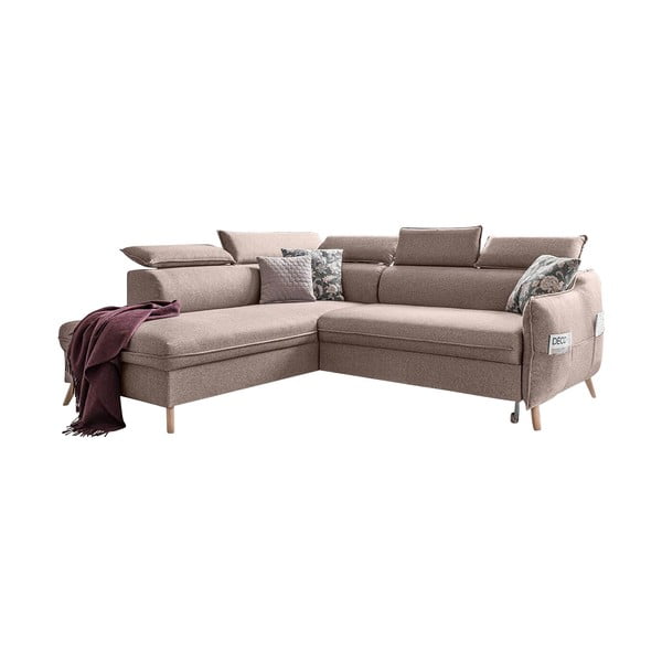 Sulankstoma kampinė sofa smėlio spalvos (su kairiuoju kampu) Sweet Harmony – Miuform