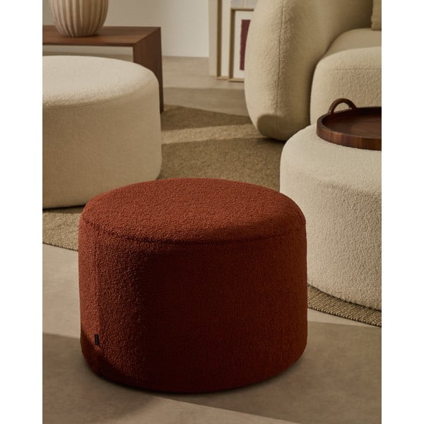 Terakotos spalvos iš boucle pufas Kaeli – Kave Home-image-1