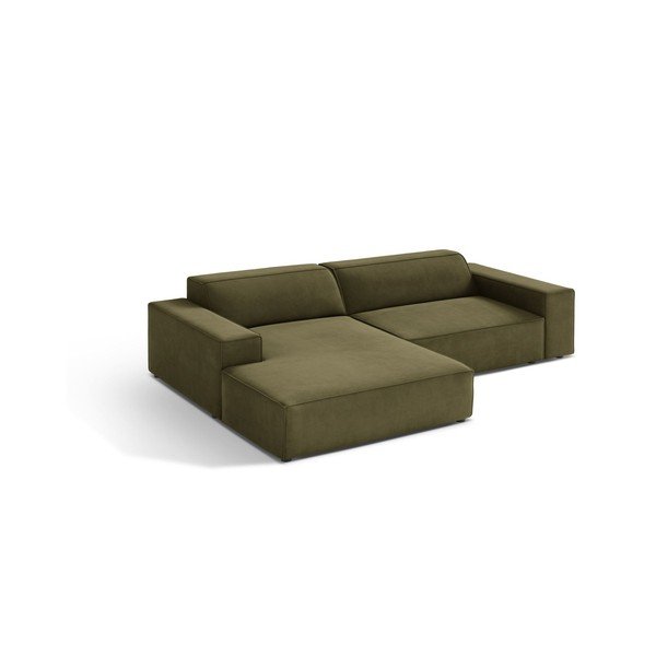 Khaki spalvos modulinė kampinė sofa iš velveto (su kairiuoju kampu/su gultu) Jodie – Micadoni 