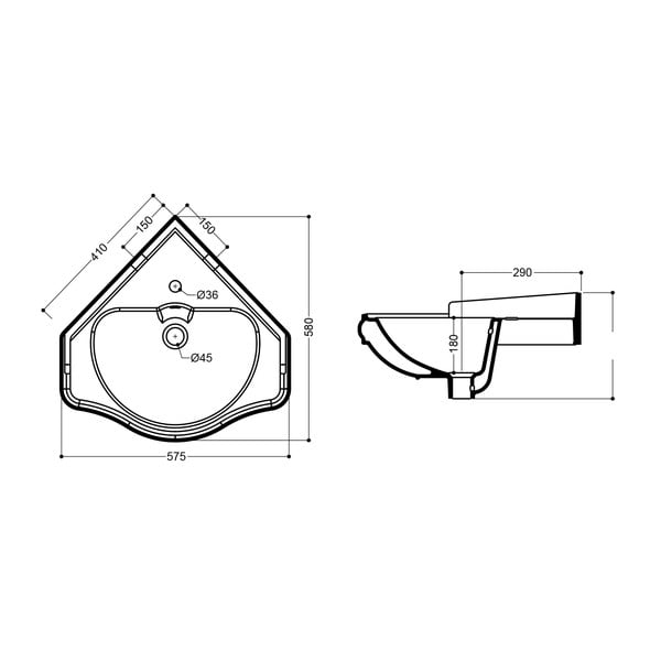 Iš keramikos praustuvas baltos spalvos 57,5x58 cm Retro – Sapho-image-3