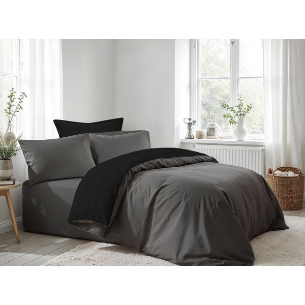 Antracito spalvos dvigulė patalynė 200x200 cm – Mijolnir