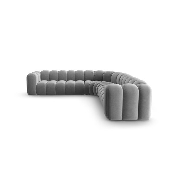 Šviesiai pilkos spalvos iš velveto modulinė kampinė sofa Lupine – Micadoni -image-2
