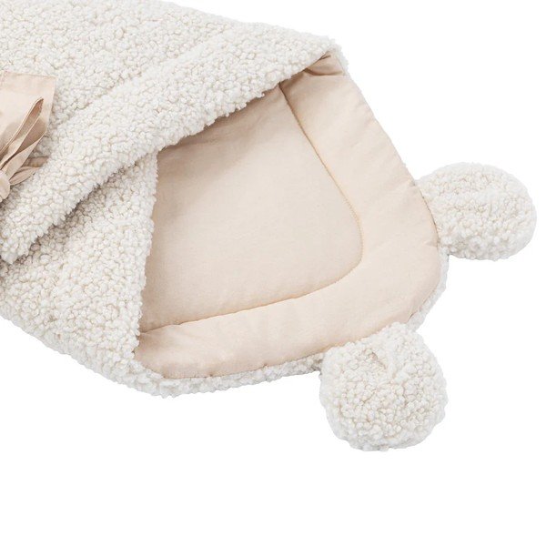 Kreminės spalvos iš sherpa vilnos kūdikio vystyklas 35x65 cm – Meowbaby-image-1