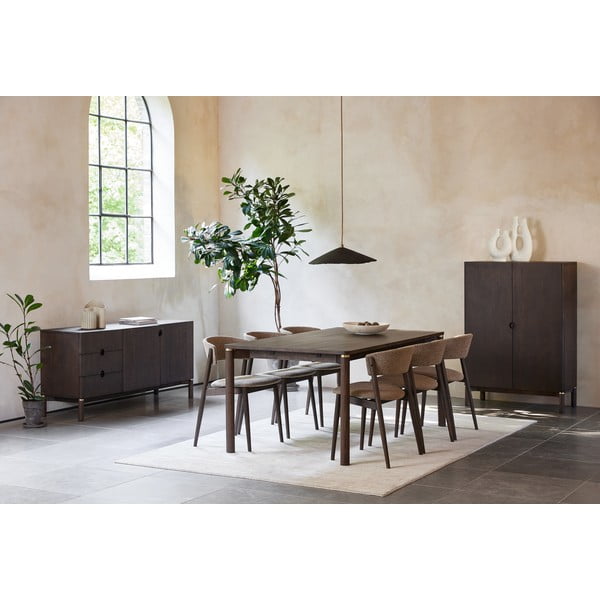Žema šoninė spintelė tamsiai rudos spalvos iš ąžuolo 160x73 cm Arun – Unique Furniture-image-2