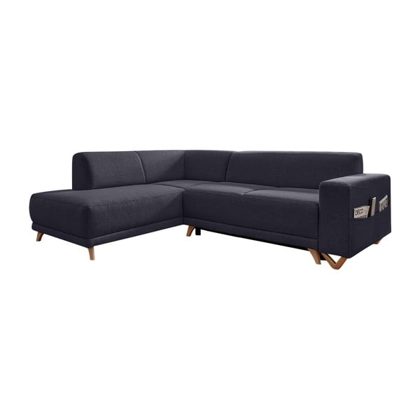 Antracito spalvos sulankstoma/su sandėliavimo vieta kampinė sofa (su kairiuoju kampu/„L“ formos) Classy Sophie – Miuform
