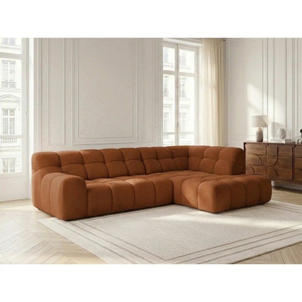 Oranžinės spalvos sulankstoma/ar elektrisko sēdekļa regulēšanu kampinė sofa (su dešiniuoju kampu/„L“ formos) Andre – Bobochic Paris-image-3